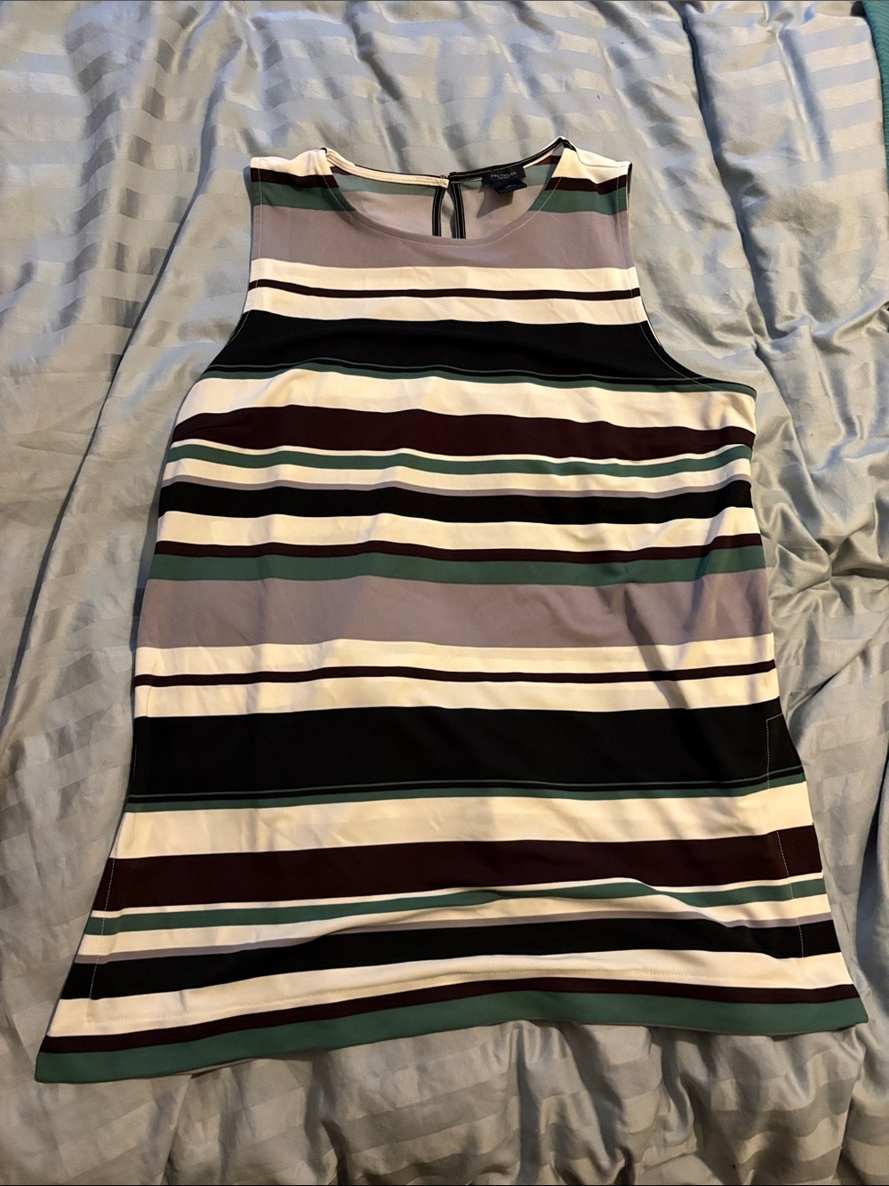 Ann Taylor sleeveless striped blouse top shirt XL extra large purple green